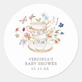 Theevisite Baby Shower Sticker (Voorkant)