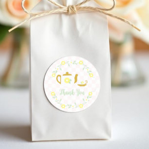 Theevisite Bloemetjes Baby Shower Ronde Sticker