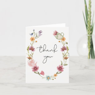 Theevisite Dankkaart met wilde bloemen Bedankkaart