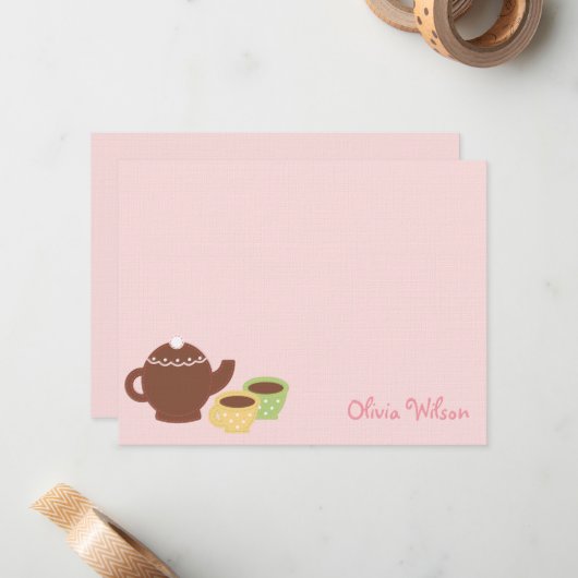 Theevisite Dankkaart/Notitiekaart Notitiekaartje (Voorkant / Achterkant in situ)