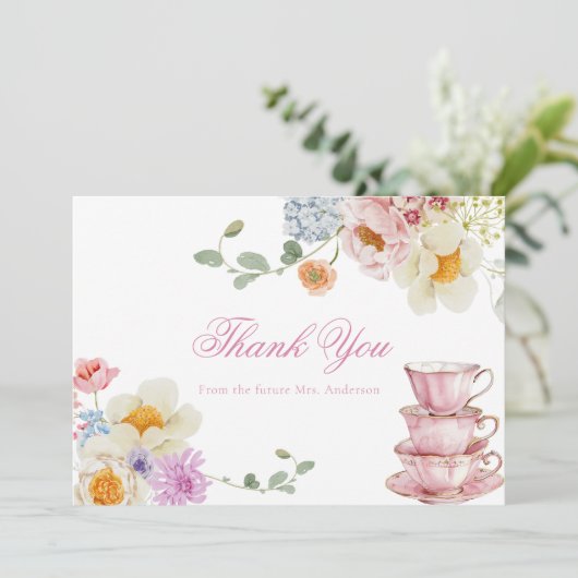 Theevisite Dankkaart Wilde Bloemen Bedankkaart (Staand voorkant)