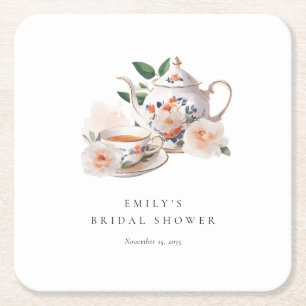 Theevisite Elegante Bruids-Shower Kartonnen Onderzetters