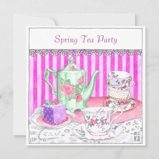 Theevisite-illustratie uitnodiging (Achterkant)