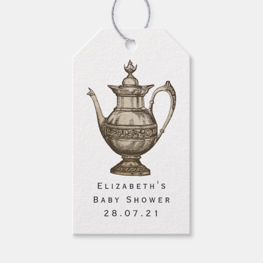 Theevisite in vintage shabby-chic stijl cadeaulabel (Voorkant)