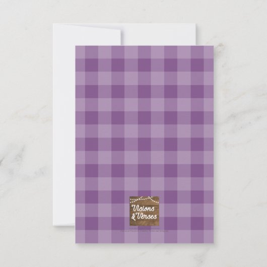 Theevisite Lavendel Gingham Feestje Kaart (Achterkant)