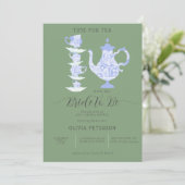 Theevisite Lavendel Groen Boho Kant Bruidsfeest Kaart (Staand voorkant)