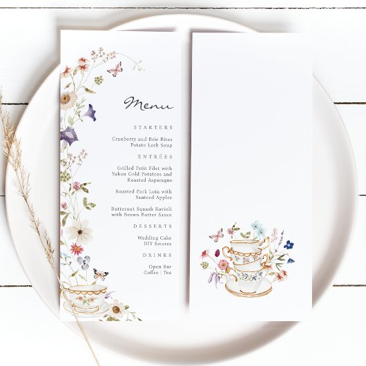 Theevisite Menu met Bloemen