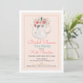 Theevisite met bloemstuk Theebridal Shower Kaart (Staand voorkant)