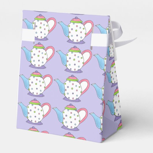 Theevisite met Stippen Theepot Bruidsfeest Bedankdoosjes (Achterkant)