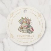 Theevisite met vintage elegante bruids douche bedankjes labels (Achterkant)