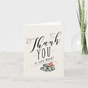 Theevisite met vintage typografie dank je wel bedankkaart