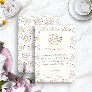 Theevisite met wilde bloemen bruidsdouche bedankkaart