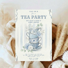 Theevisite met wilde bloemen thema baby shower kaart