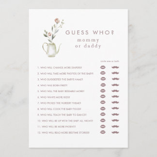Theevisite Raad eens wie Baby Shower Spel Kaart