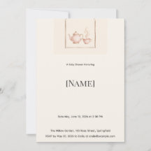 Theevisite Uitnodiging voor Baby Shower, Bewerkbaa