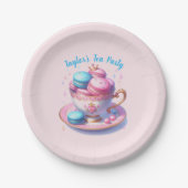 Theevisite van de prinses met macarons papieren bordje (Voorkant)