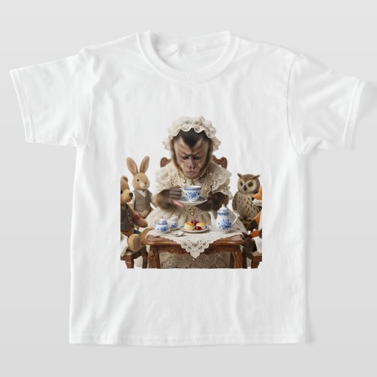 Theevisite van Victoriaanse Aapjes T-shirt (Laagn)