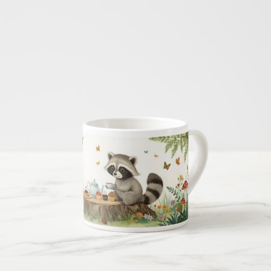 Theevisite van wasbeer espresso kop (Voorkant rechts)