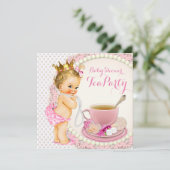 Theevisite voor prinsessenfeestje kaart (Staand voorkant)