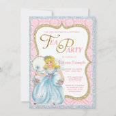 Theevisite voor prinsessenfeestje kaart (Voorkant)