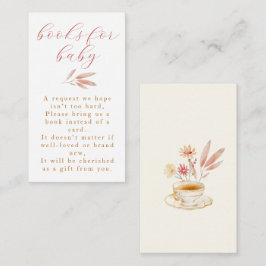 Theevisite Waterverf Bloem Roze Baby Shower Informatiekaartje