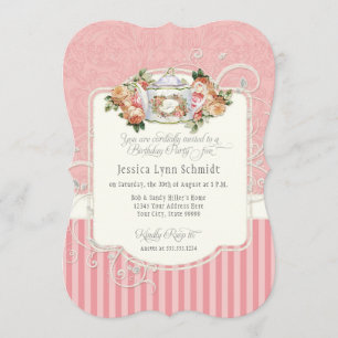 Theevisite Waterverf Elegante Rozen Verjaardagsfee Kaart