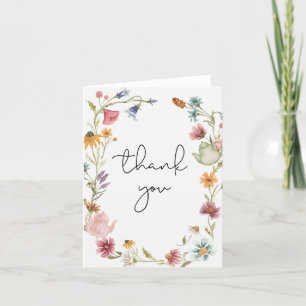 Theevisitekaartje met wilde bloemen bedankkaart