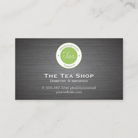 theewinkel | metallische achtergrond visitekaartje (Voorkant)