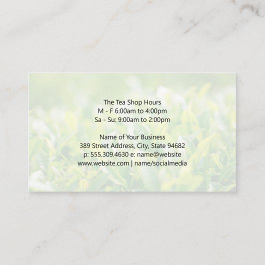 theewinkel | Tea Plant Fields Visitekaartje (Achterkant)