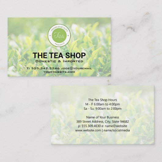 theewinkel | Tea Plant Fields Visitekaartje (Voorkant / Achterkant)