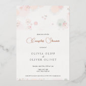 Theezacht Rozen Koppel Bruisfeest Folie Uitnodiging (Voorkant)