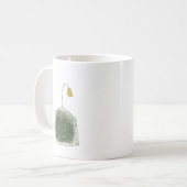 theezakje in een theacup koffiemok (Voorkant links)