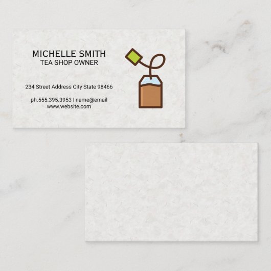 theezakje | Japanse papierstructuur Visitekaartje (Voorkant / Achterkant)