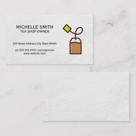 Theezakje | Witte Textuur Visitekaartje (Voorkant / Achterkant)