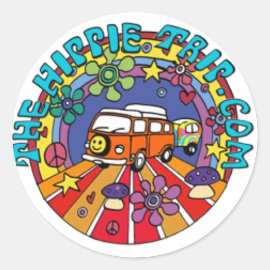 TheHippieTrip.com Ronde Sticker (Voorkant)