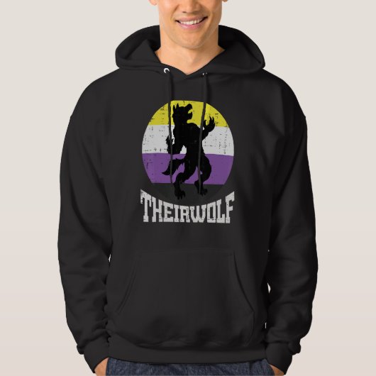 Theirwolf Nonbinary Pride Niet Binaire Enby Nb Vla Hoodie (Voorkant)