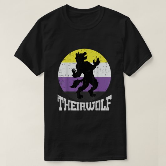 Theirwolf Nonbinary Pride Non Binary Enby NB Flag T-shirt (Design voorkant)
