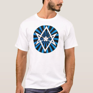 Thelema Unicursal Hexagram Blue Sunburst T-shirt