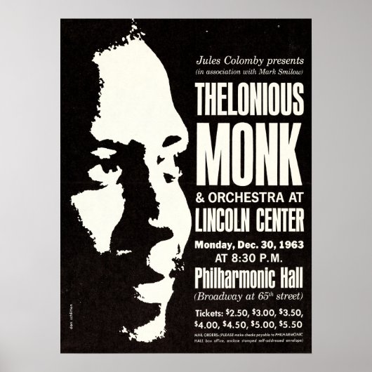 Thelonious Monk 1963 New York City Concert Poster (Voorkant)