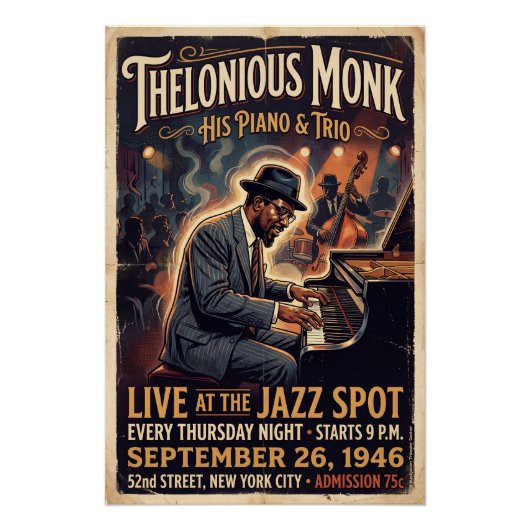 Thelonious Monk – Live Perfect Poster (Voorkant)