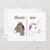 Them vs ik Donkey vs Unicorn grappig Briefkaart (Voorkant / Achterkant)