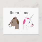 Them vs ik Donkey vs Unicorn grappig Briefkaart (Voorkant)