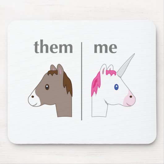 Them vs ik Donkey vs Unicorn grappig Muismat (Voorkant)