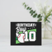 Thema 10-jarige honkbalfeestje verjaardag jongen briefkaart (Staand voorkant)
