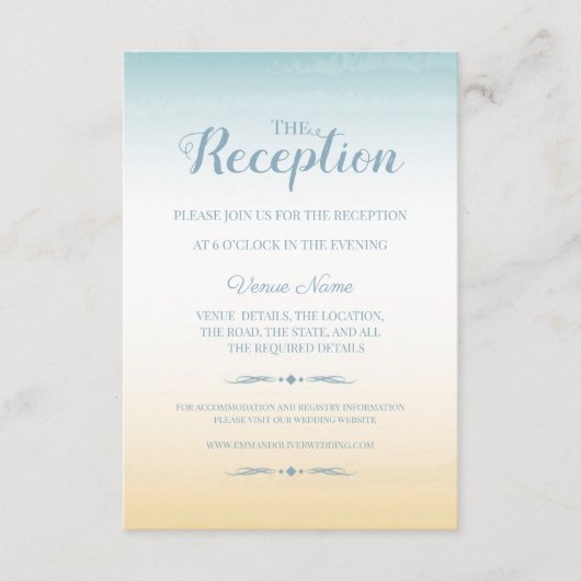 thema aan zee bruiloft receptie Kaart (Voorkant)