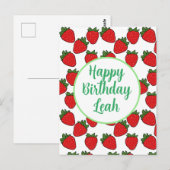 Thema aardbei verjaardagsfeest    briefkaart (Voorkant / Achterkant)