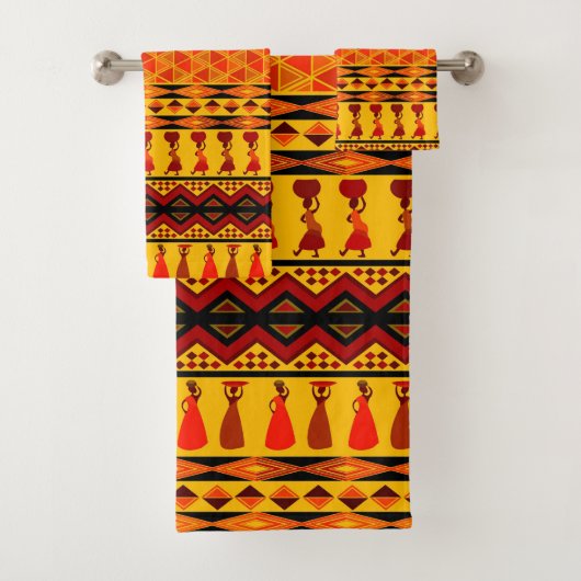 Thema Afrikaanse Tribal patroon handdoek set (Insitu)