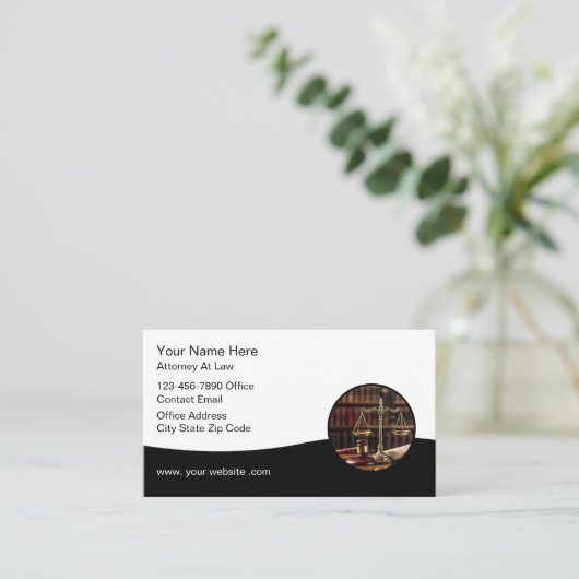 Thema Attorney bij Law Scale of Justice Visitekaartje (Staand voorkant)
