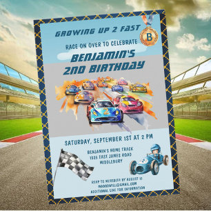 *Thema autosnelheidsrace 2e verjaardagsfeestje Kaart