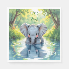 Thema baby shower: baby olifant servet